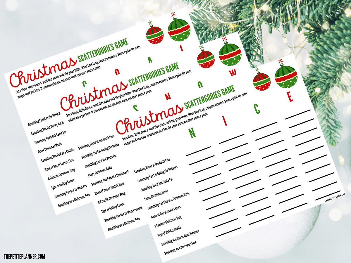 christmas scattergories game printable (free!)